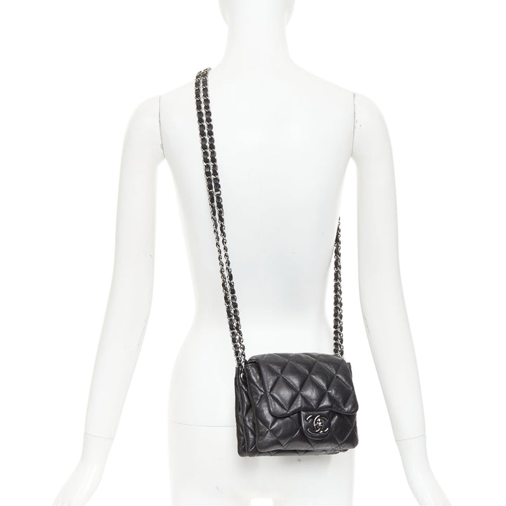 CHANEL 2010 3 Accordion Mini Flap Bag black lambskin silver CC mini bag