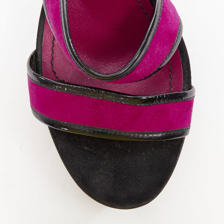YVES SAINT LAURENT Vintage purple suede black platform slip on mule sandals EU40