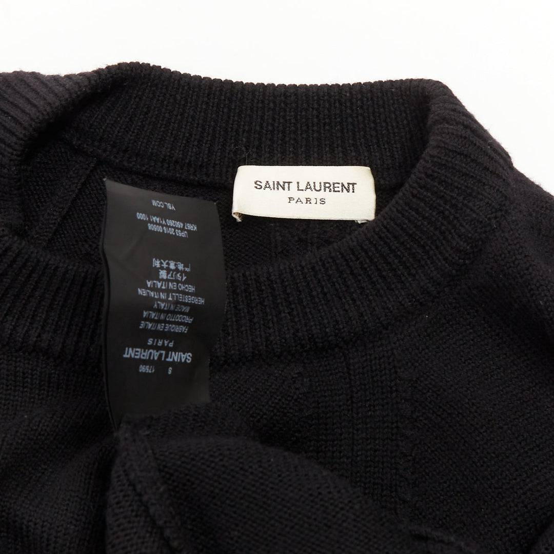 SAINT LAURENT 2016 wool black classic crew neck raglan sleeve pullover sweater S