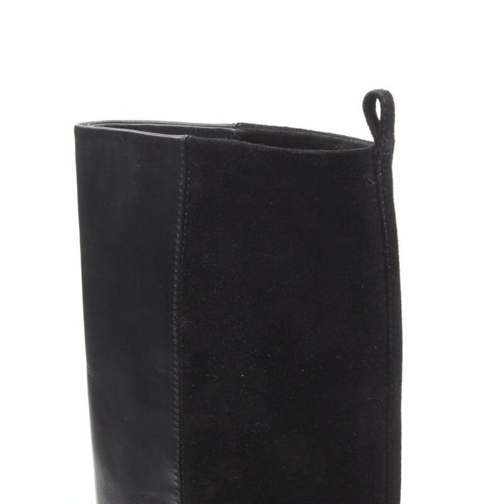 OLD CELINE Phoebe Philo black leather suede 50/50 platform wedge boot EU38