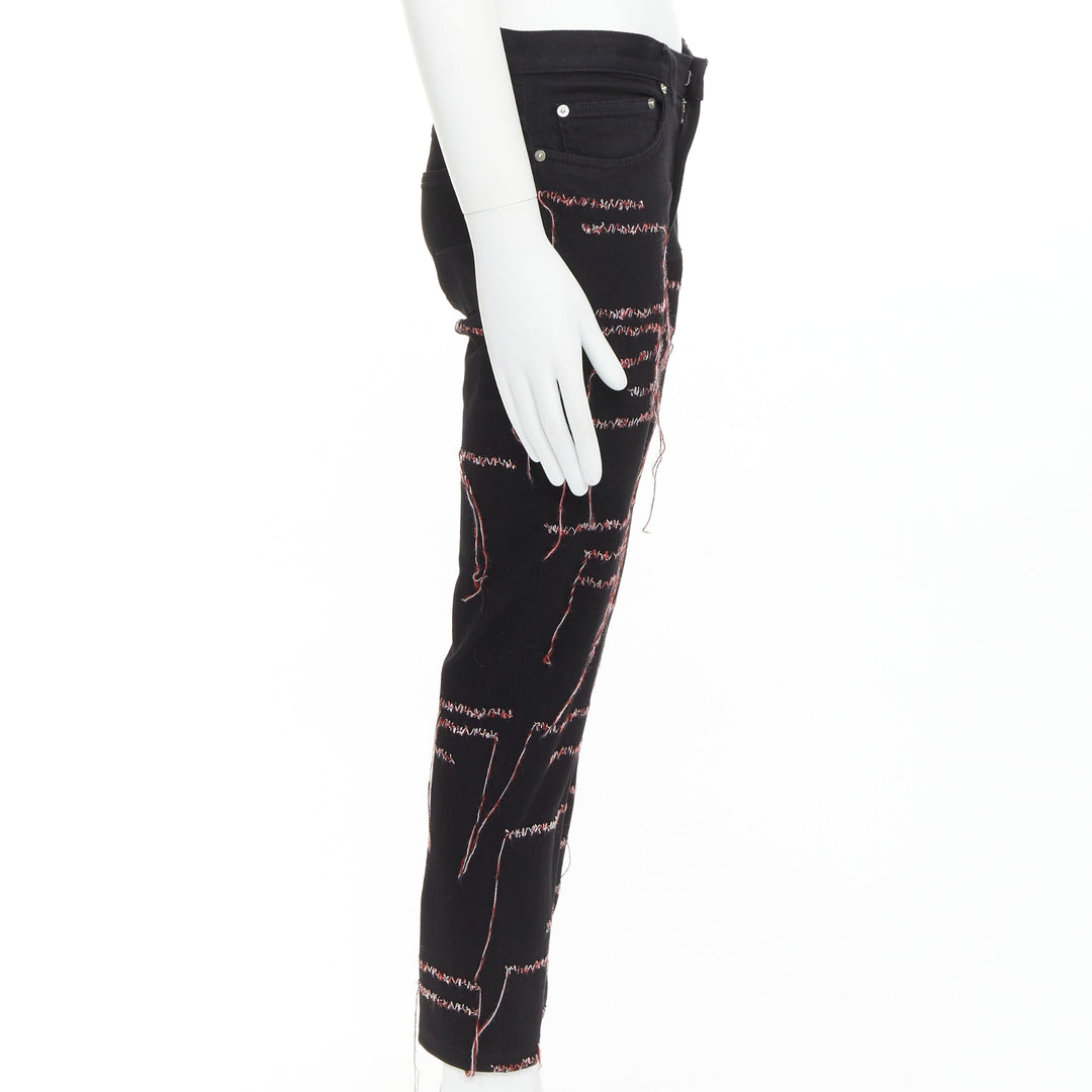 DIOR HOMME 2016 Runway black red white stitch cropped jeans 30" Lil Uzi Vert