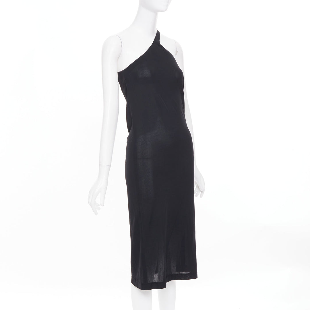 CHLOE Vintage noir viscose one shoulder asymmetrical cocktail dress FR36 S