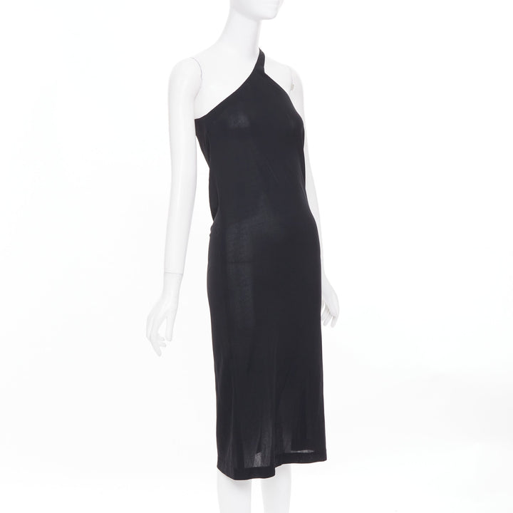CHLOE Vintage noir viscose one shoulder asymmetrical cocktail dress FR36 S