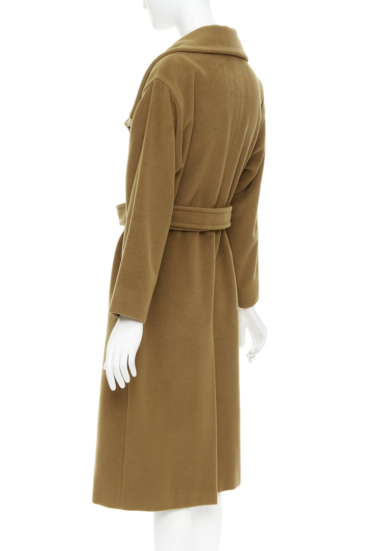 MAX MARA camel brown wool cashmere belted wide collar coat S