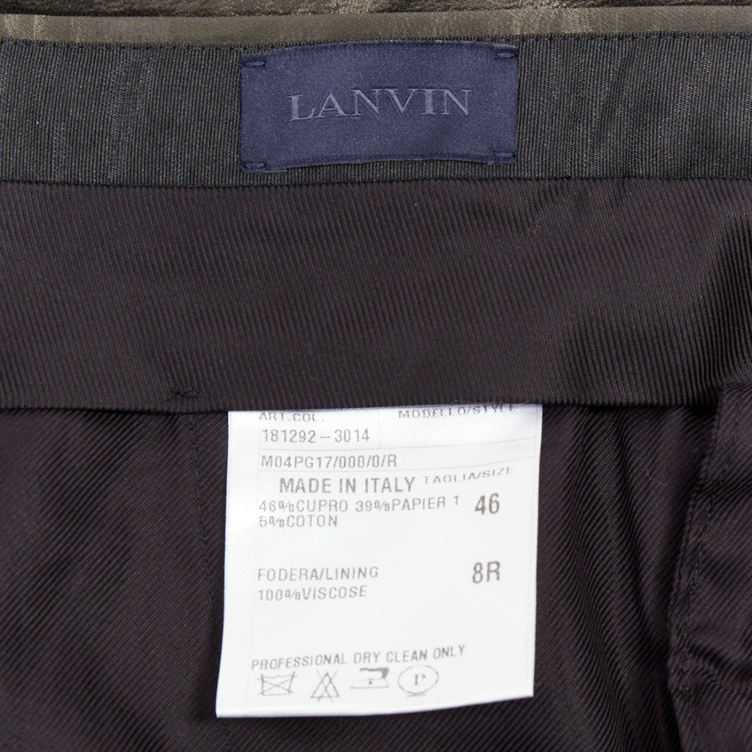 LANVIN bronze cupro blend silky high waist cropped dress wide pants FR46 S