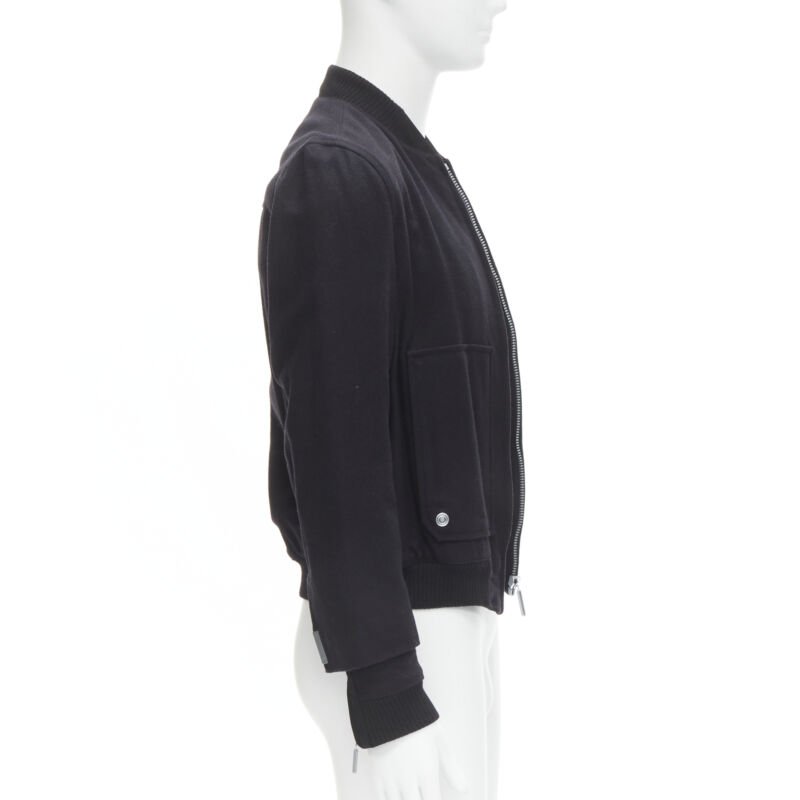 BALENCIAGA 2011 Ghesquiere black wool double sleeve bomber jacket EU44 XS