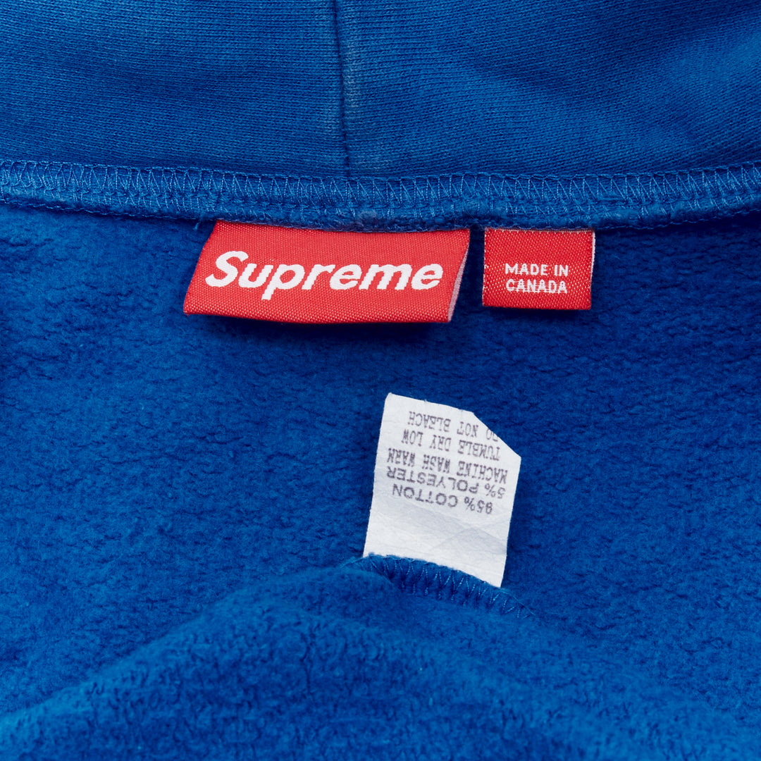 SUPREME blue orange satin embroidery logo zip up hoodie M