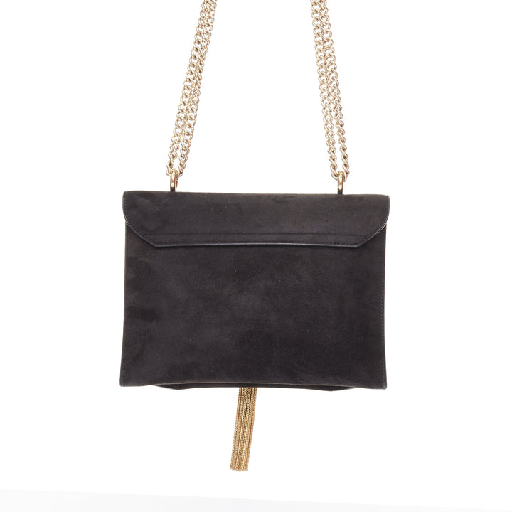 ROGER VIVIER 2017 Club Chain suede gold chain tassel buckle RV evening clutch