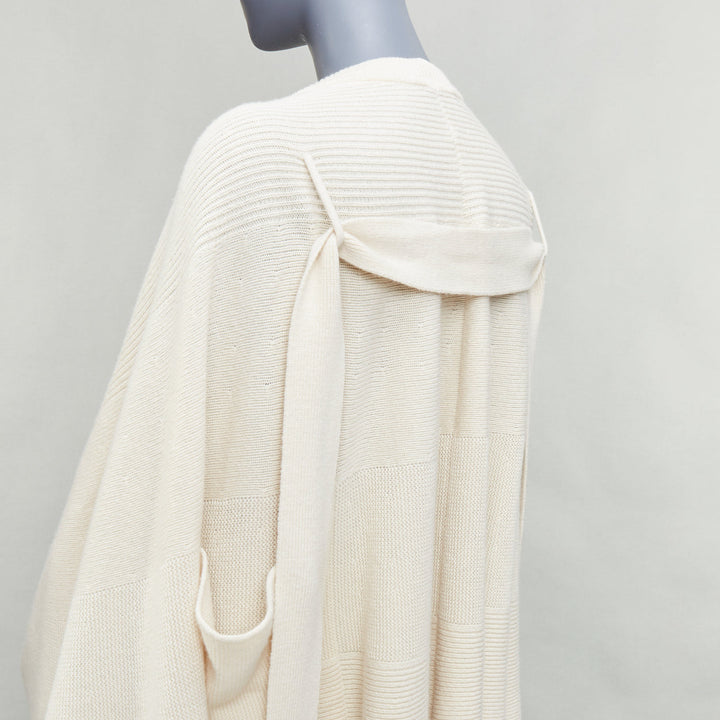 ALEXANDER MCQUEEN cream wool cashmere silk draped scoop neck sweater