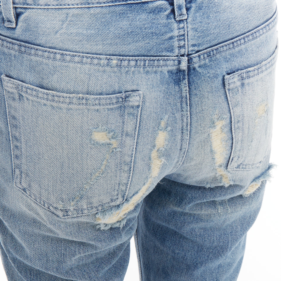 ACNE STUDIOS Pop Trash blue washed cotton ripped distressed back  jeans FR34 XS