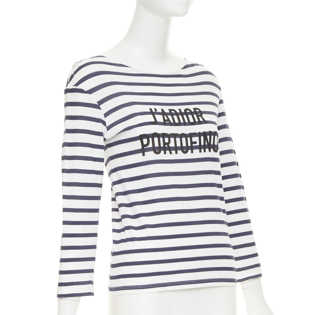DIOR J'adior Portofino nautical navy white cotton linen mariniere tshirt M