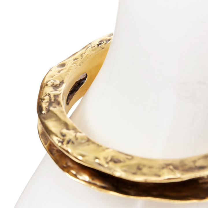 SAINT LAURENT 2023 Tornato Crater antique gold tone hammered hollow cuff bangle
