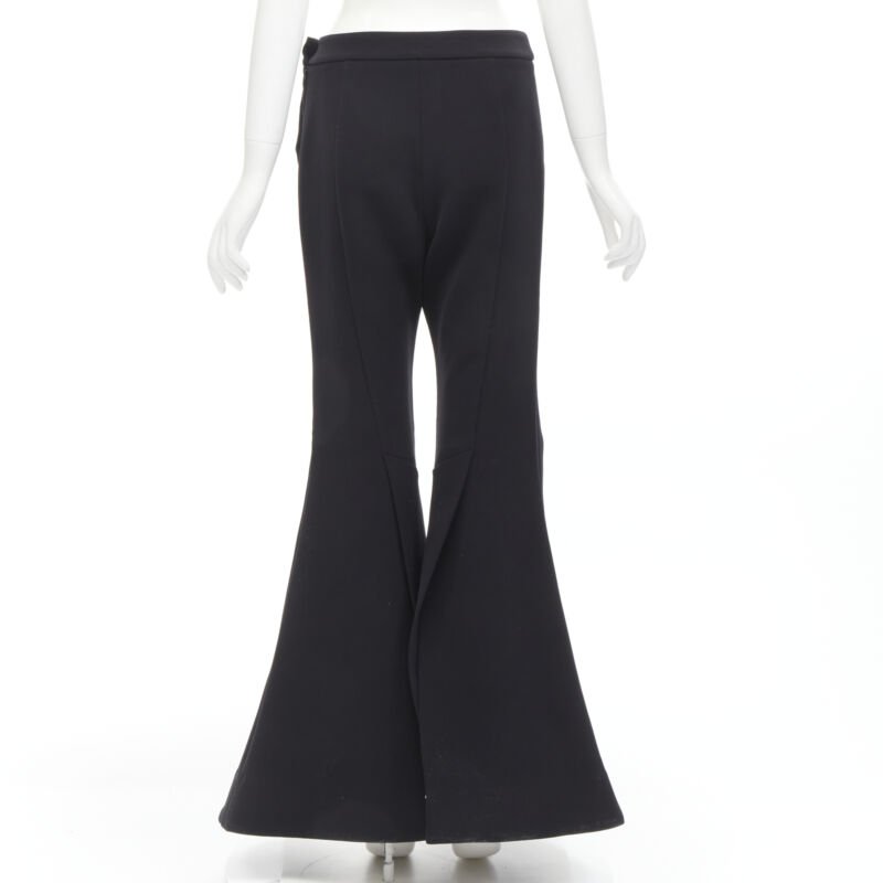 ELLERY Expressionism black polyester extra wide flared trousers pants US4 S