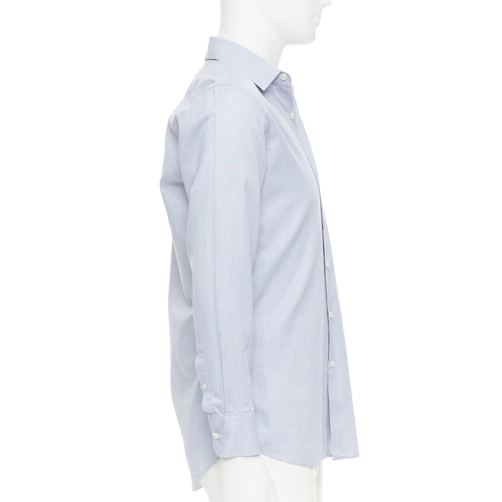 PRADA blue geometric print shell buttons long sleeve collared dress shirt EU38 S