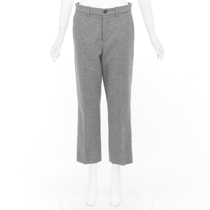 MIU MIU 2020 grey houndstooth virgin wool blend cropped straight trouser IT38 XS