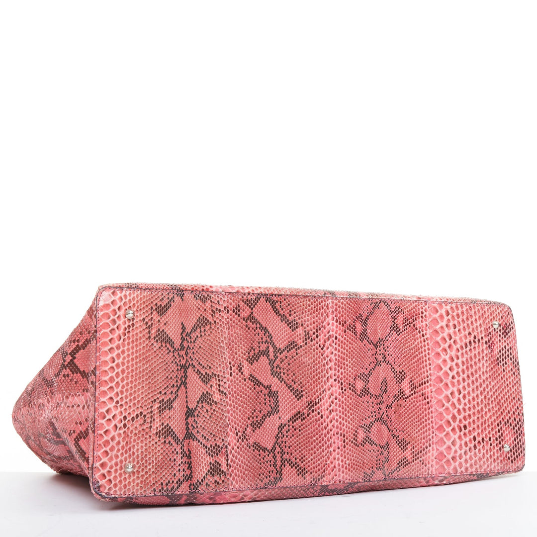 ANYA HINDMARCH pink scaled leather bow tassel shopper tote bag