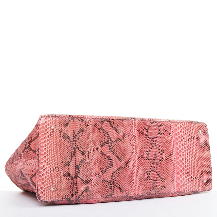 ANYA HINDMARCH pink scaled leather bow tassel shopper tote bag