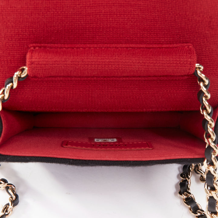 CHANEL 23C VIP Limited black quilted jersey gold CC chain mini crossbody bag