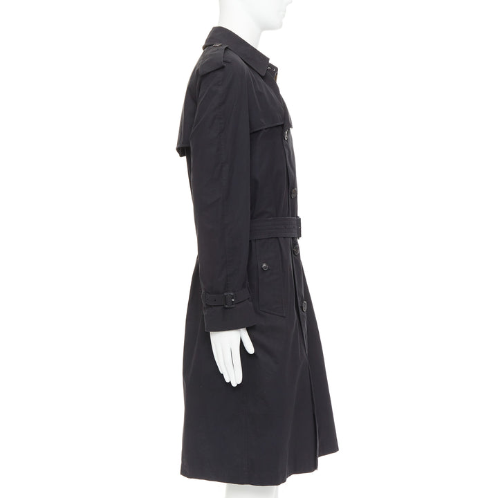 BURBERRY Westminster Heritage black Gabardine House Check  trench coat IT48 M