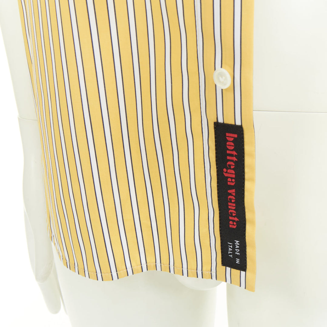 BOTTEGA VENETA Outline yellow striped cotton poplin oversized boxy shirt IT46 S