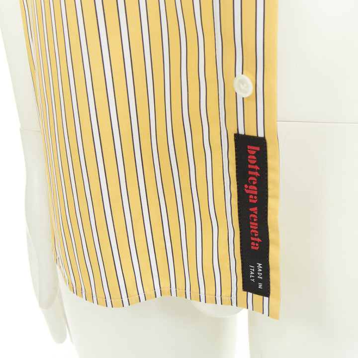 BOTTEGA VENETA Outline yellow striped cotton poplin oversized boxy shirt IT46 S