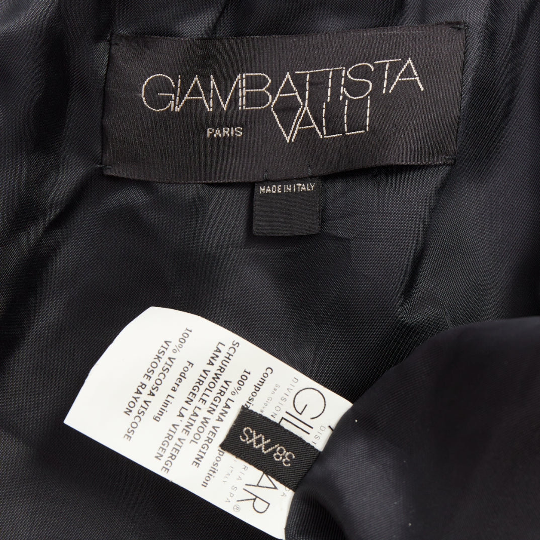 GIAMBATTISTA VALLI black wool puff sleeve flared swing collar long coat IT38 XXS