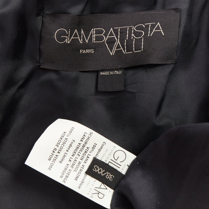 GIAMBATTISTA VALLI black wool puff sleeve flared swing collar long coat IT38 XXS