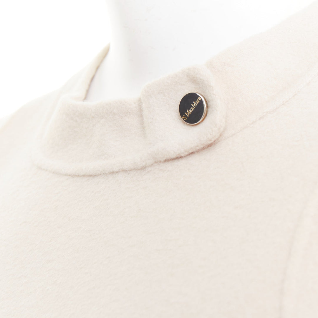 MAX MARA S' light grey virgin wool angora snap button collar dress IT34 XXS