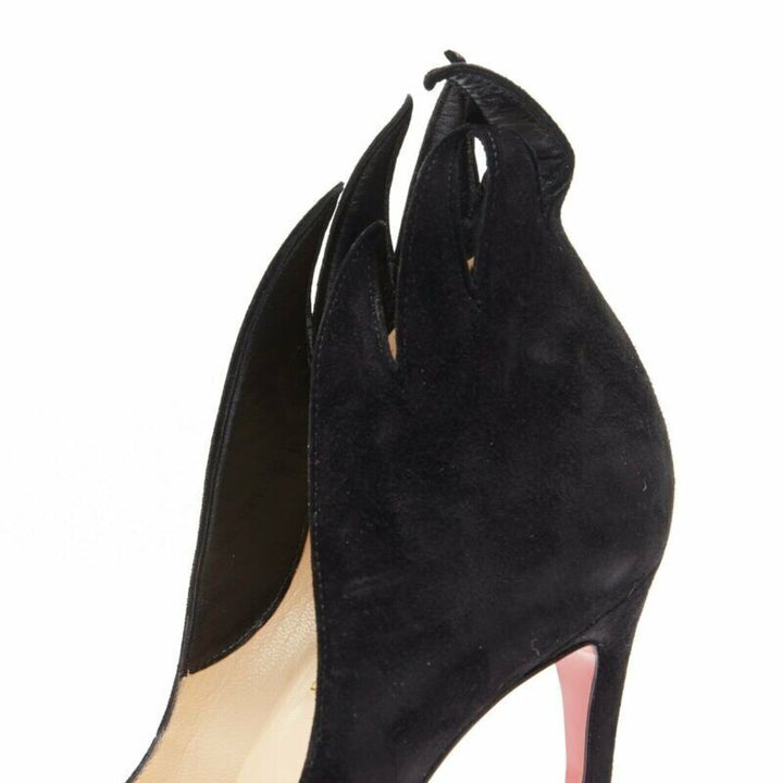 CHRISTIAN LOUBOUTIN Victorina 100 black suede flame point toe pumps EU36