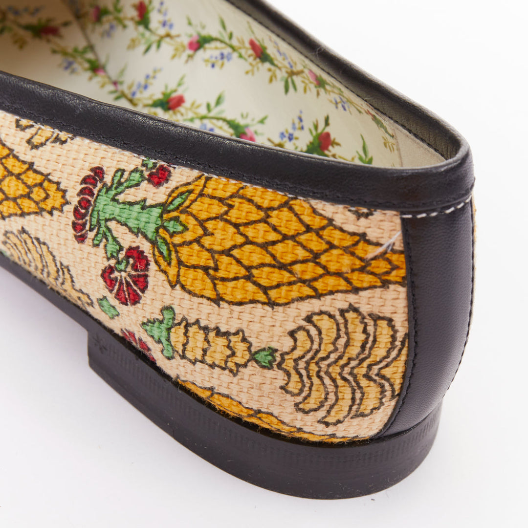 GUCCI 2019 Jordaan Garden Livia Carpenzano Pineapple canvas horsebit loafer EU37