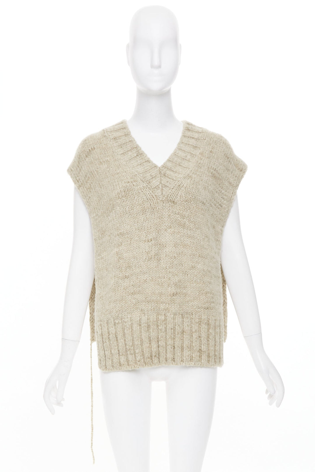 MAISON MARGIELA Corteccia melange alpaca wool blend deconstructed sweater vest S