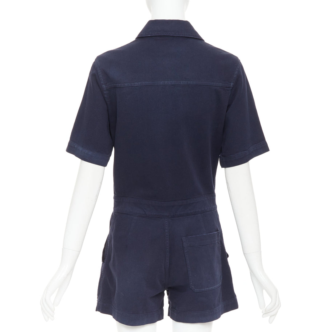 CHRISTIAN DIOR navy cotton CD bee cargo playsuit romper FR34 XS