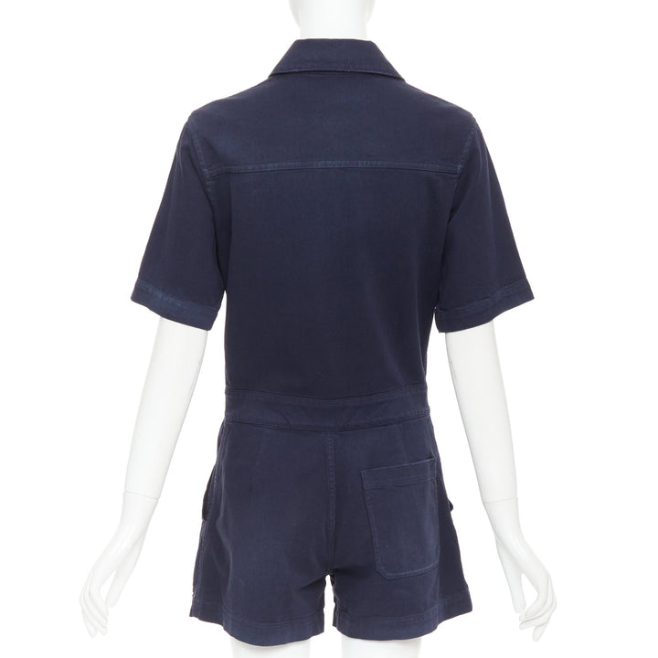CHRISTIAN DIOR navy cotton CD bee cargo playsuit romper FR34 XS