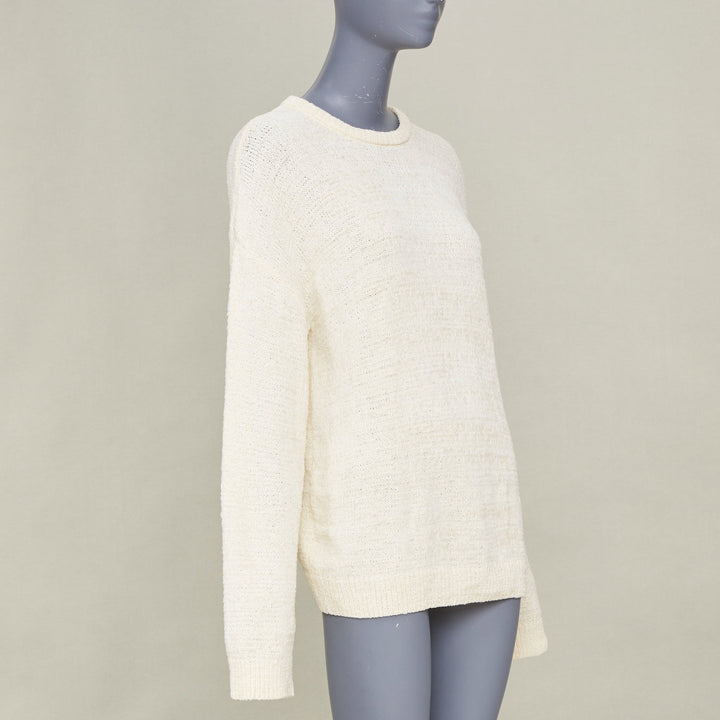 TOTEME 2022 Chenille relaxed drop shoulder cream ivory sweater knitwear XXS
