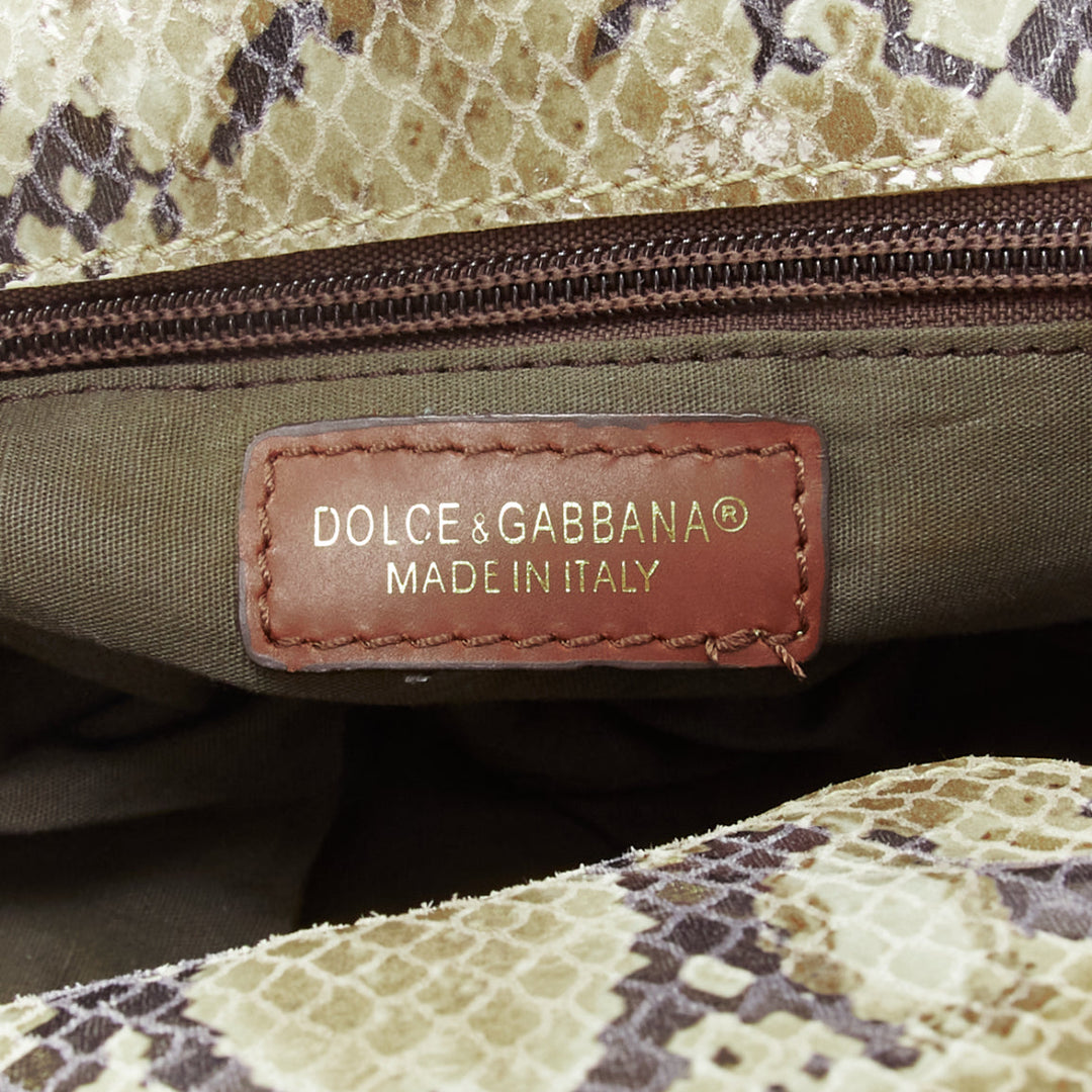 DOLCE GABBANA Vintage Y2K beige textured leather dual buckle boxy shoulder bag