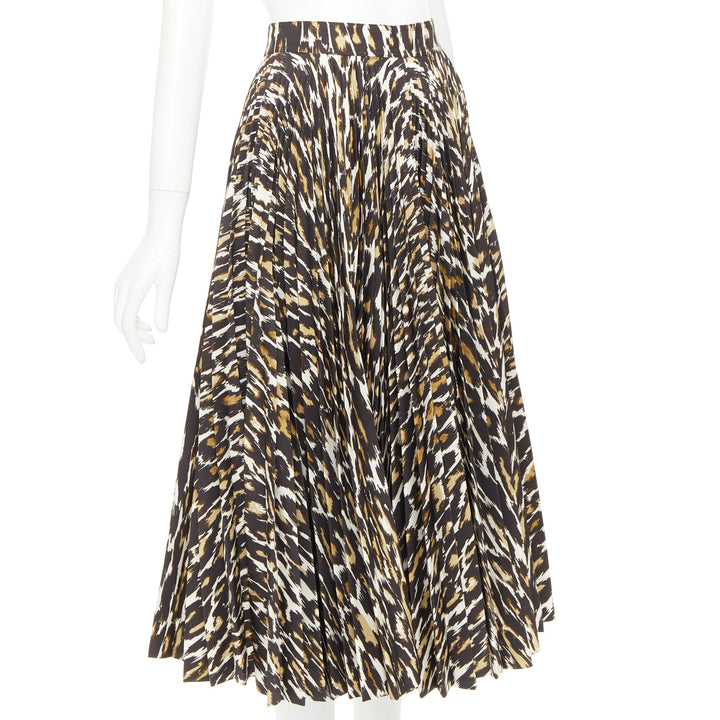 CALVIN KLEIN 205W39NYC Raf Simons brown leopard print pleated skirt US0 XS