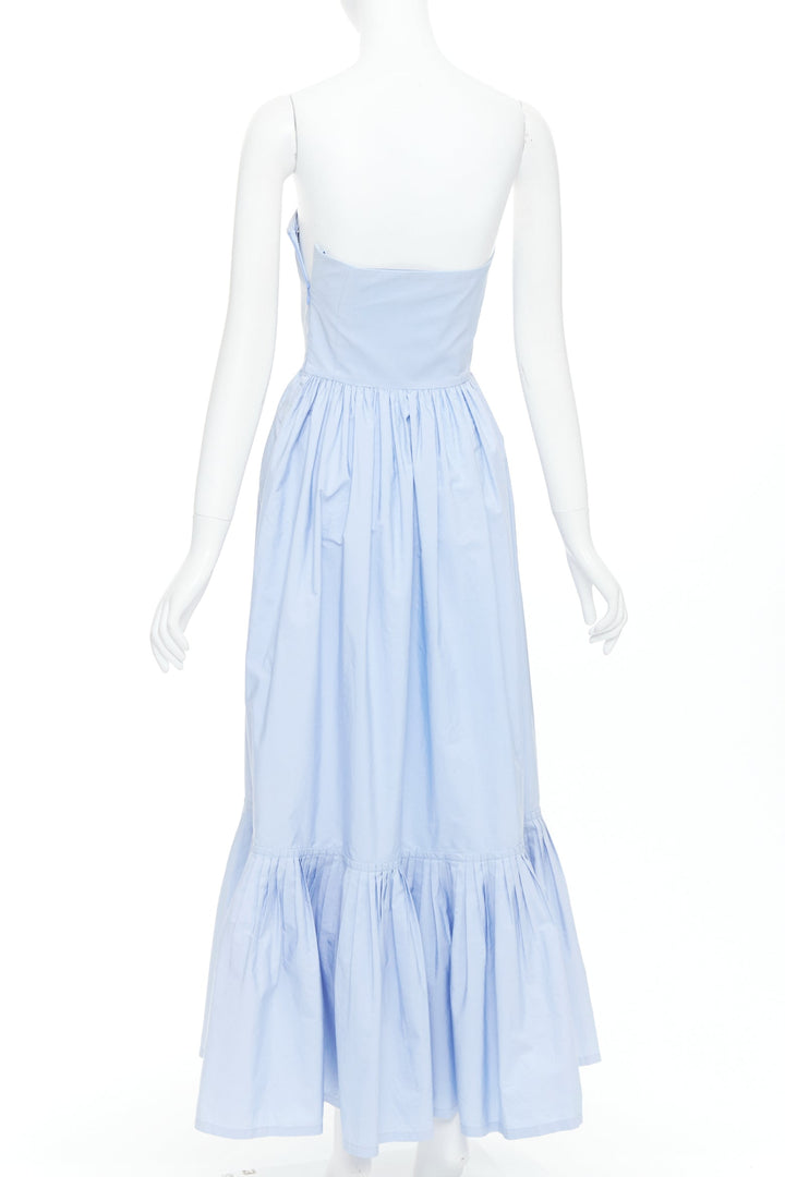 SALVATORE FERRAGAMO Runway light blue strapless bodice long dress IT38 XS