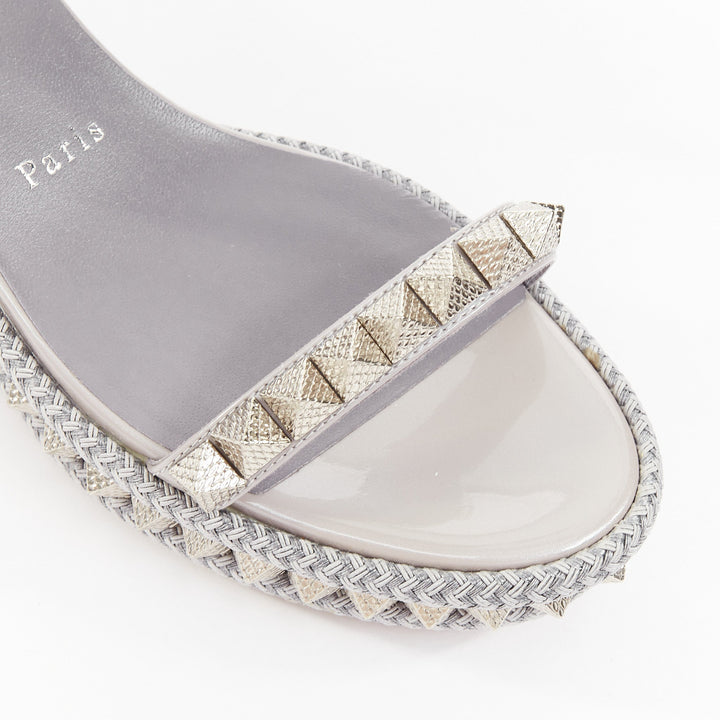 CHRISTIAN LOUBOUTIN Pyraclou 60 mauve patent spikes platform wedges EU38