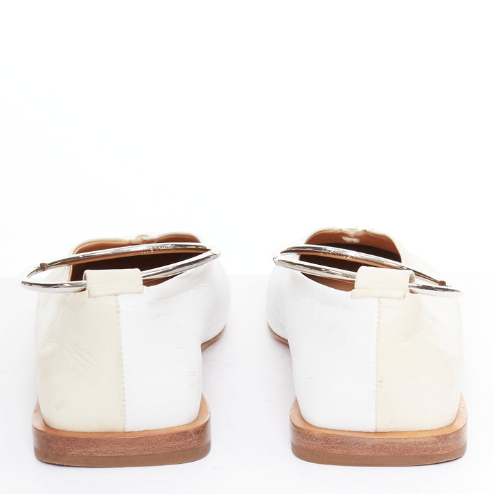 JIL SANDER beige white two tone leather ankle ring ballet flats EU35