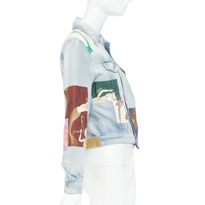 LOEWE 2018 Paula's Ibiza blue mermaid floral patchwork denim jacket
