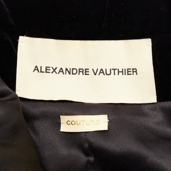 ALEXANDRE VAUTHIER COUTURE SS2022 Runway black velvet feather puff coat dress