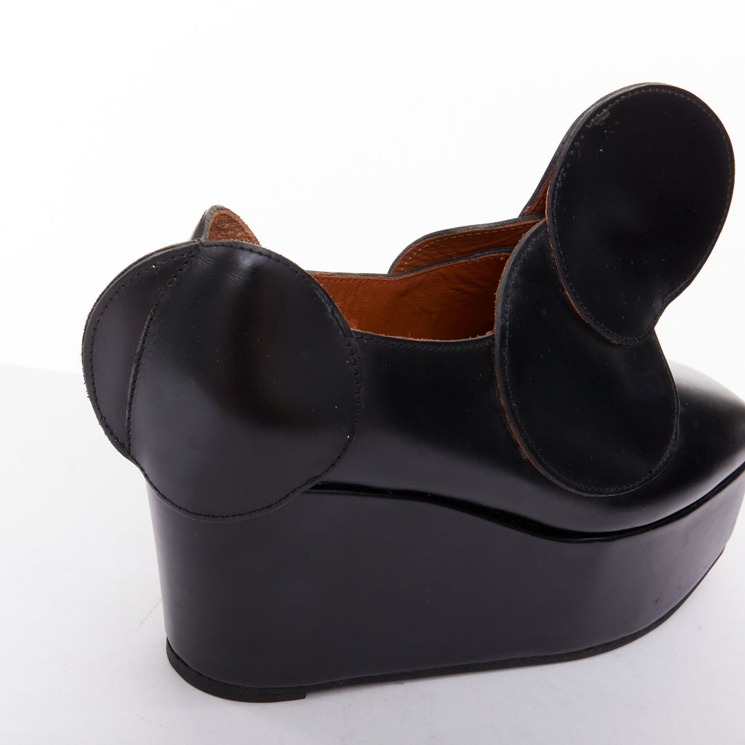 JUNYA WATANABE black leather circle embellished platorm brogue shoes XS