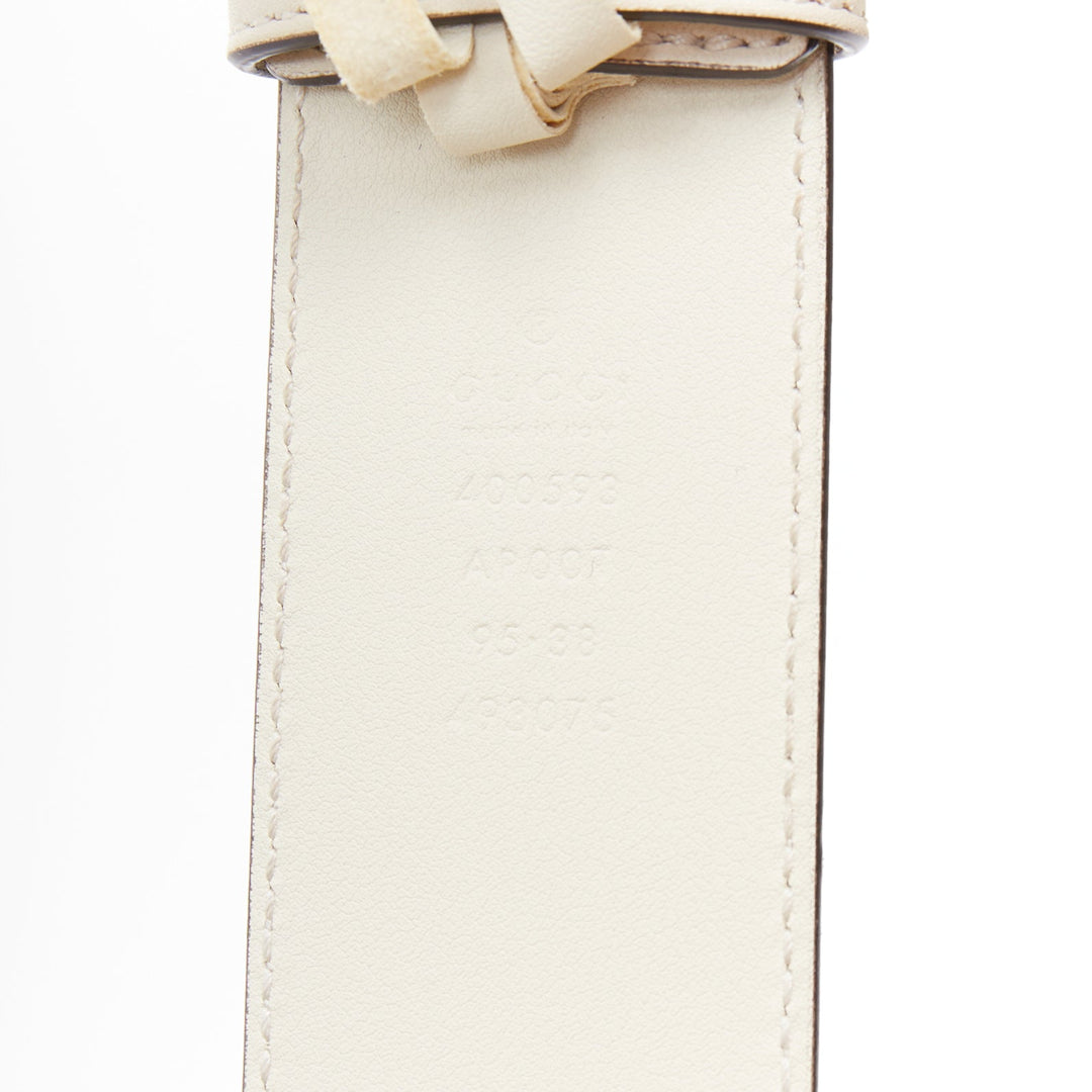 GUCCI Marmont gold GG buckle cream cowhide leather wide belt 95cm