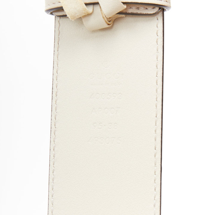 GUCCI Marmont gold GG buckle cream cowhide leather wide belt 95cm