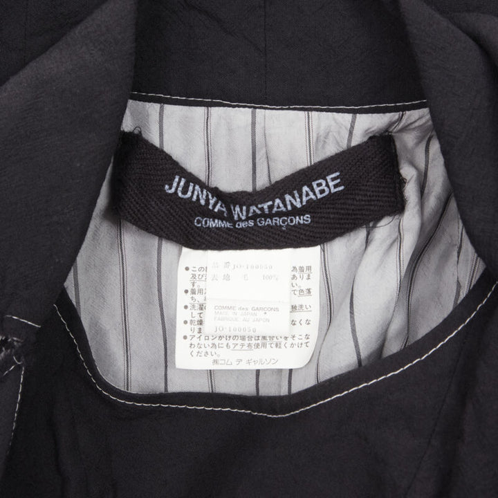 vintage JUNYA WATANABE 1994 black wool shoulder padded layered coat dress S