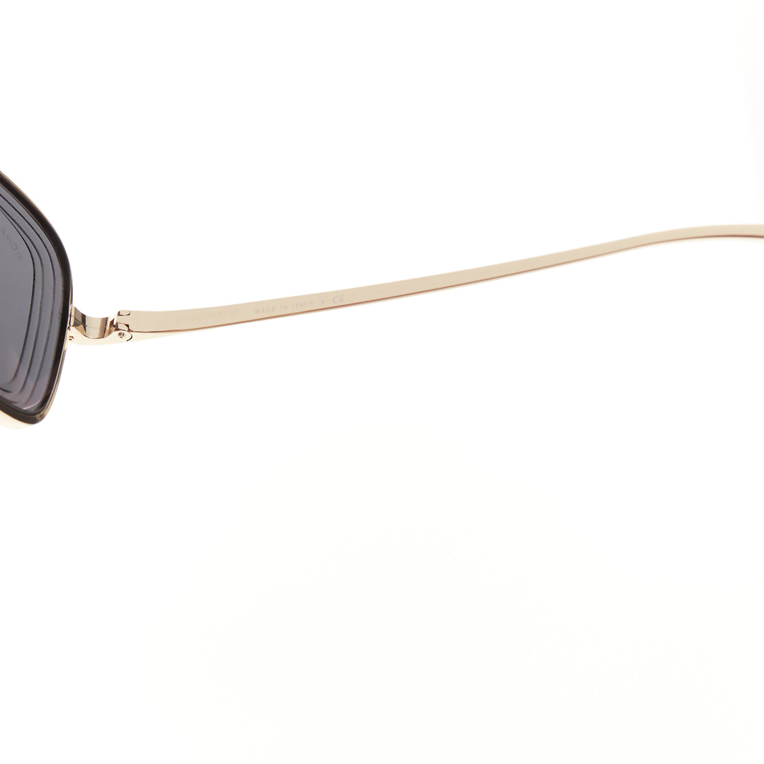 CHANEL 4254 gold frame black textured tiered lenses logo chevron arm sunglasses