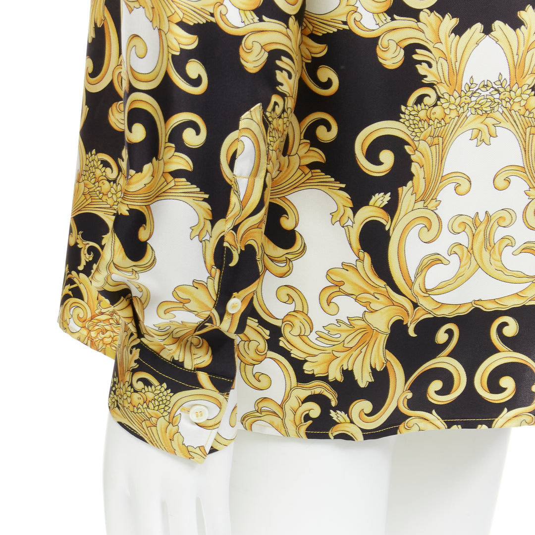 VERSACE 2022 Renaissance Barocco 100% silk gold signature shirt IT50 L