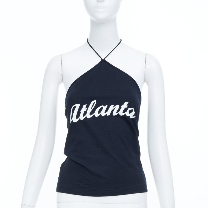 DOLCE GABBANA 2003 Vintage Atlanta graphic print black jersey halter top IT38 XS