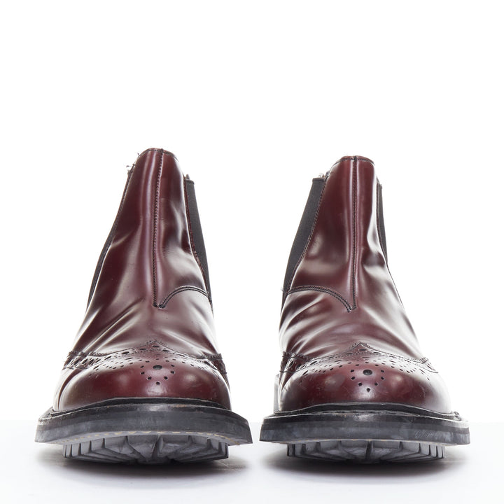 CHURCH'S Ketsby burgundy perforated polished chelsea boots UK7 EU41