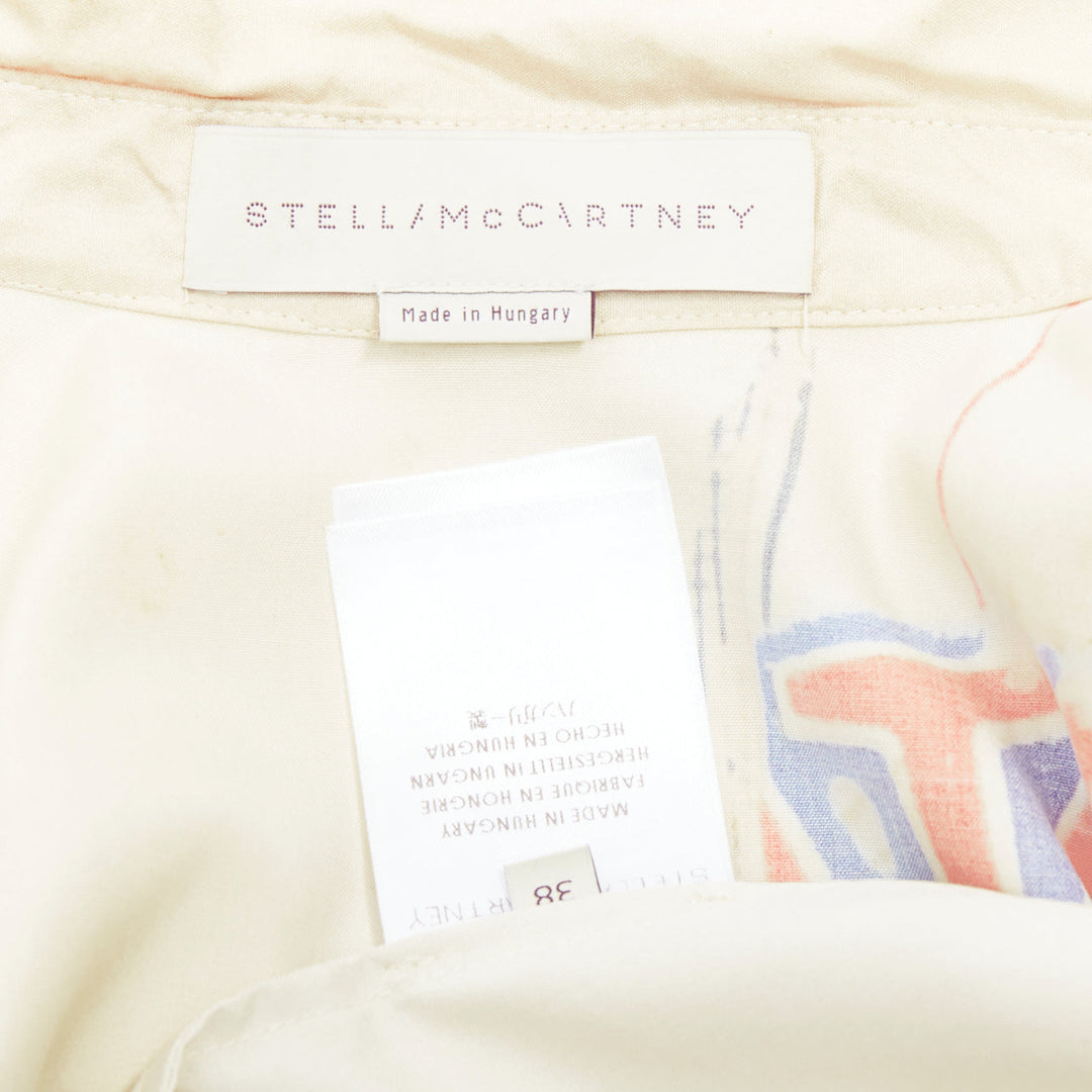 STELLA MCCARTNEY 100% silk nude skate paper print shirt IT38 XS